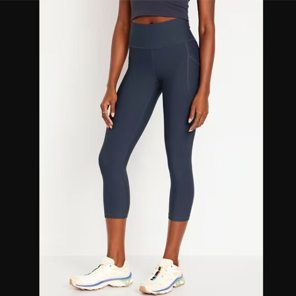 Old Navy Powersoft high waist crop leggings blue grey size small S NEW NWT - Picture 2 of 14